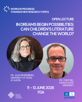 “CAN CHILDREN’S LITERATURE CHANGE THE WORLD?” – PUBLIC LECTURE BY DR. JULIA MICKENBERG & DR. PHILIP NEL ON JUNE 11TH